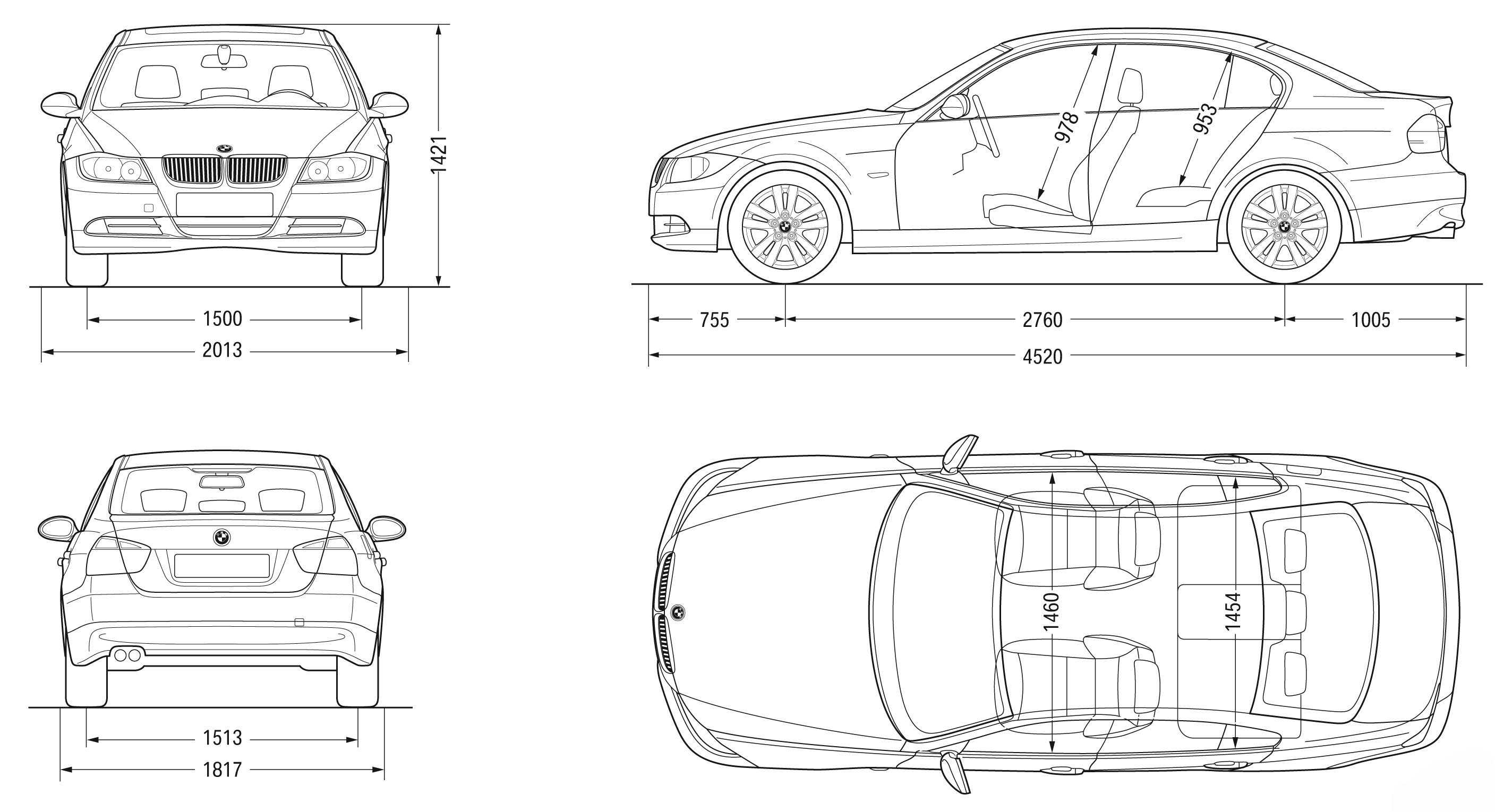 Bmw 3 Series E90 2007 Blueprint Download Free Blueprint For 3d Modeling