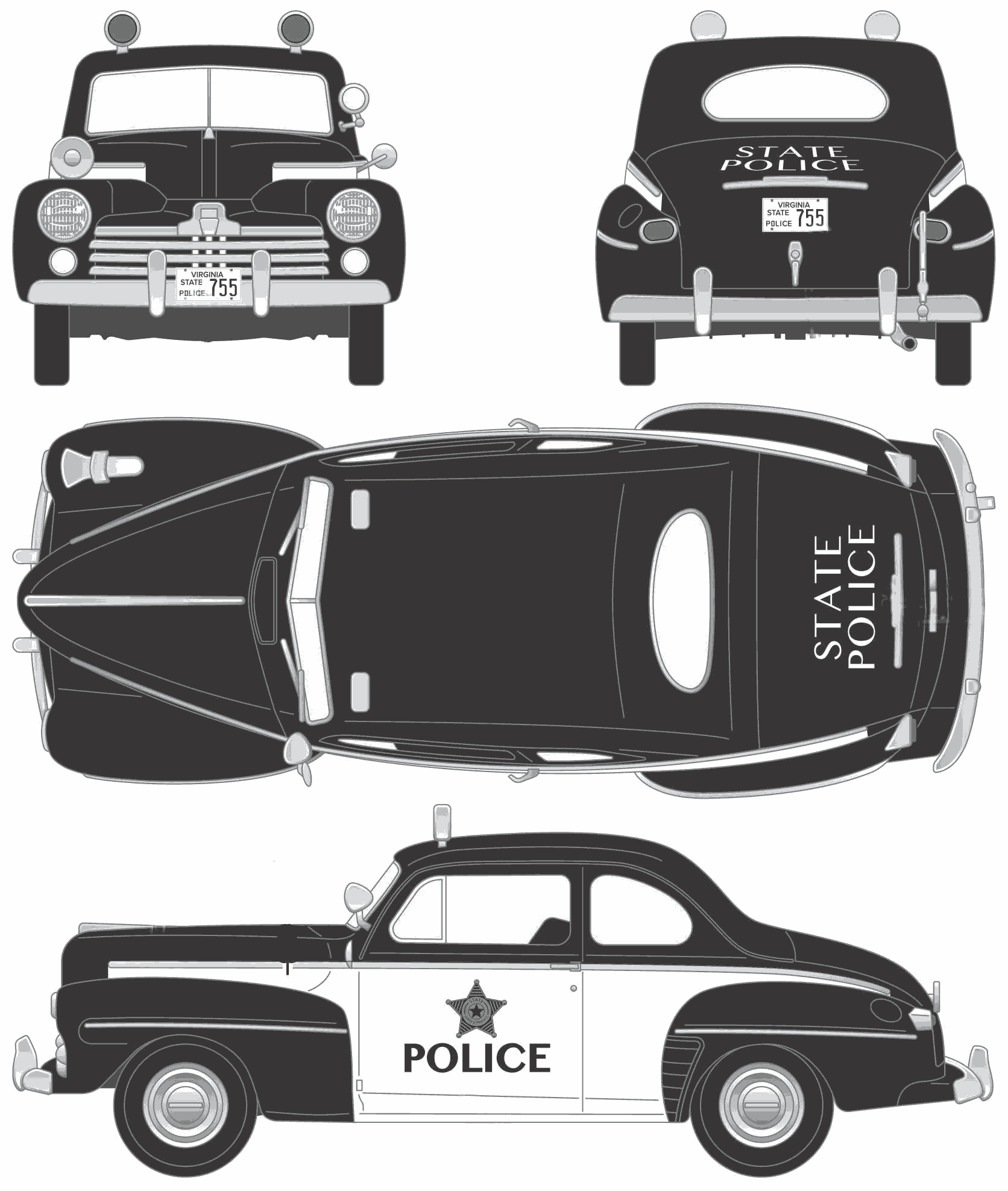 Ford coupe police 1948 blueprint