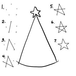tree christmas drawing step steps cartoon draw stars lesson holidays trees