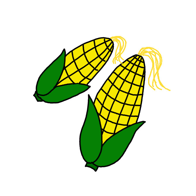 Corn is now eaten in many different ways: How To Draw Corn Crobs Step By Step Easy Drawing Guides Drawing Howtos
