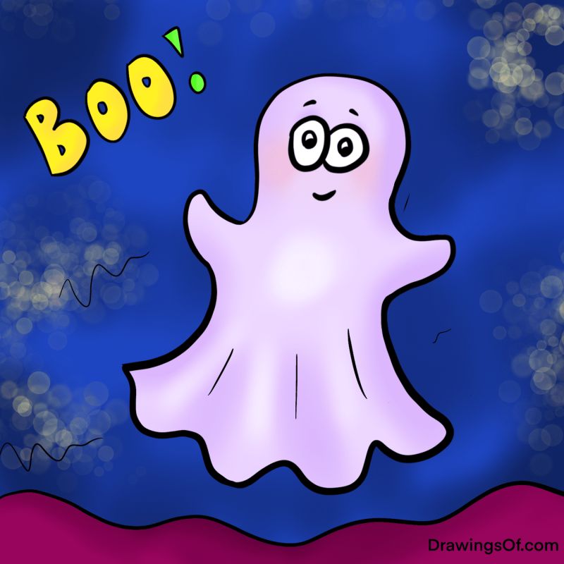Cute Ghost Drawing Easy - Space Art Collection - High Resolution Quality