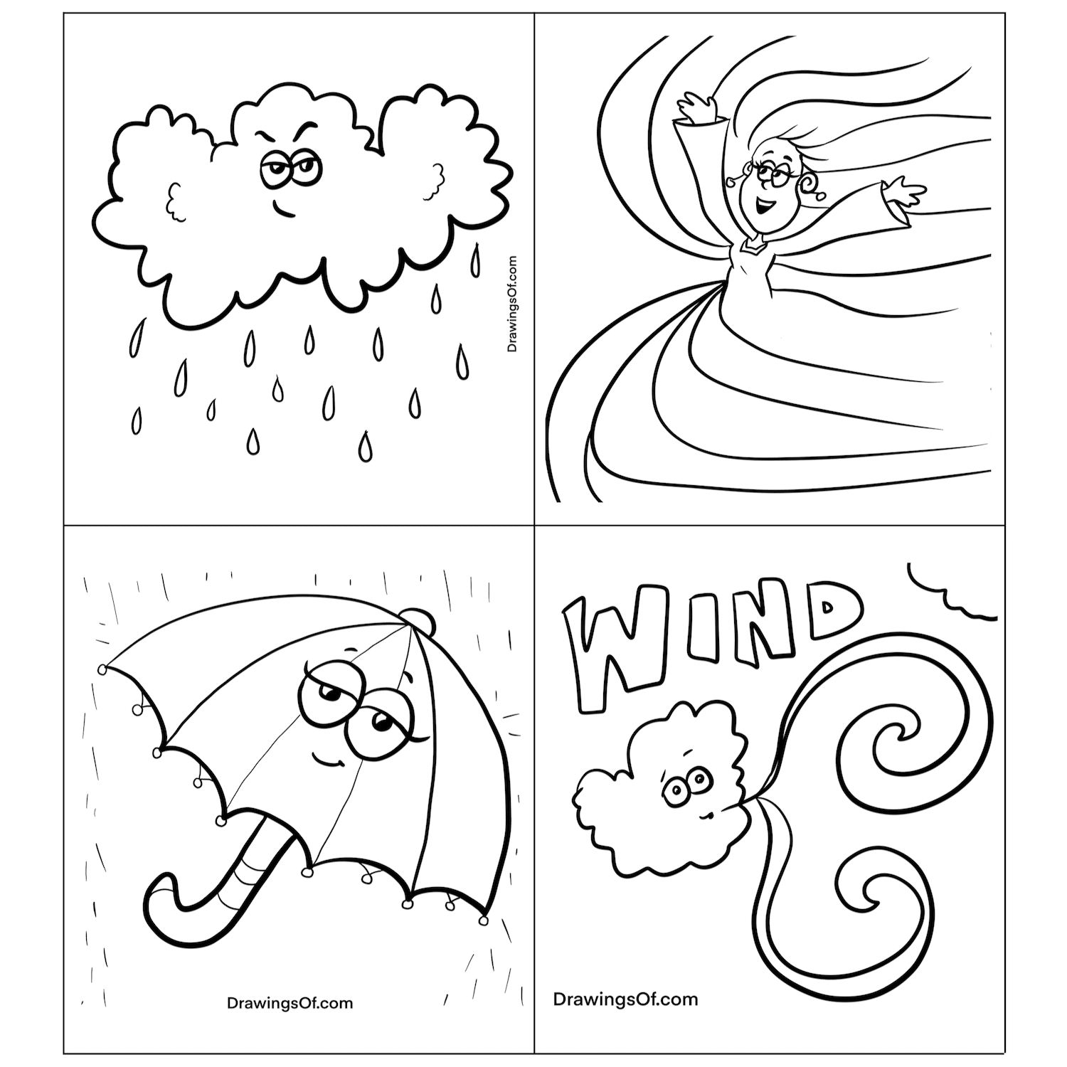 Weather coloring pages: free printable sheets