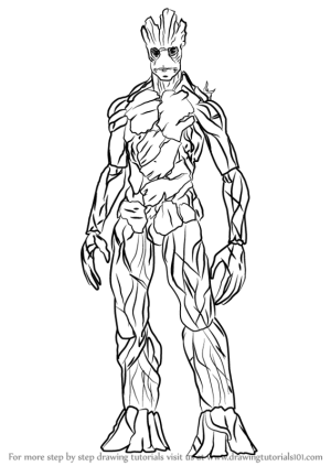 groot draw drawing step marvel comics tutorials sketch comic pencil characters learn getdrawings