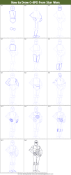 draw wars star 3po step drawing sci fi drawingtutorials101
