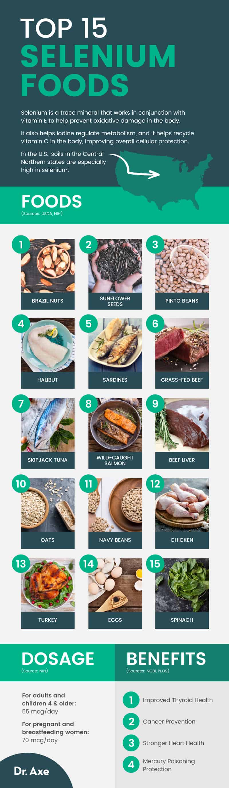 Top 15 selenium foods, nutrition data and recipes