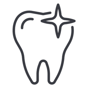 Sparkling tooth icon representing cosmetic dentistry and teeth whitening services.
