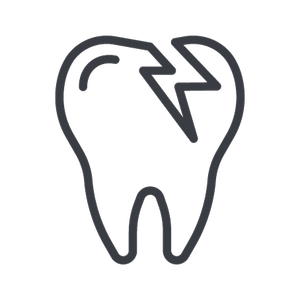 Damaged tooth icon representing fillings and cosmetic dentistry services.