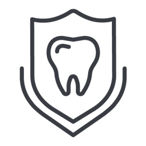Dental shield icon representing porcelain veneers and cosmetic dentistry services.