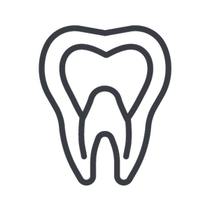 Tooth icon illustrating root canal therapy and dental care services.