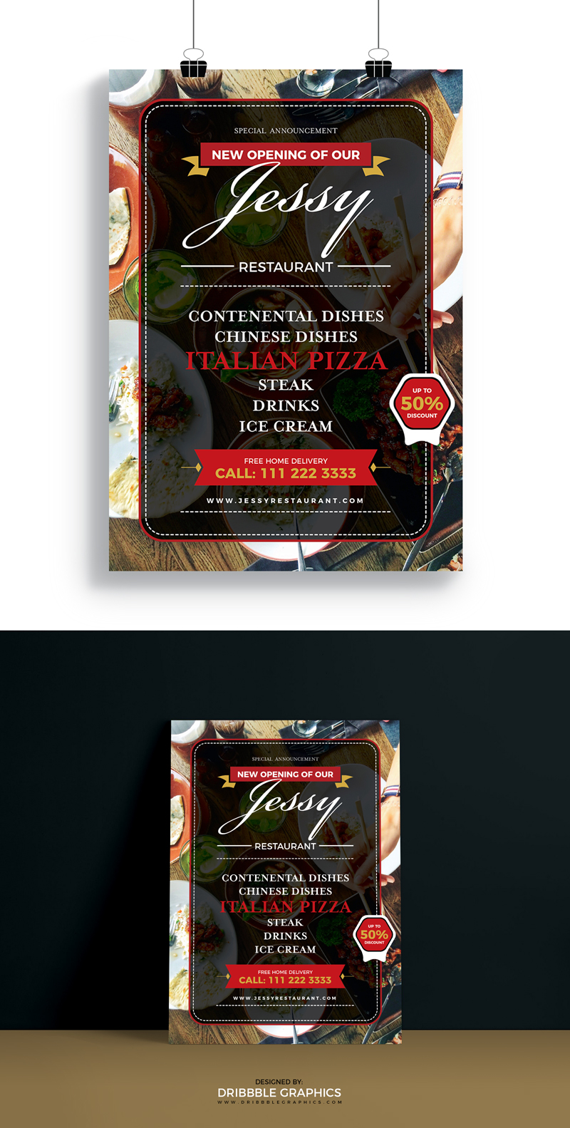 Free Restaurant Flyer Poster Design Template Dribbble Graphics
