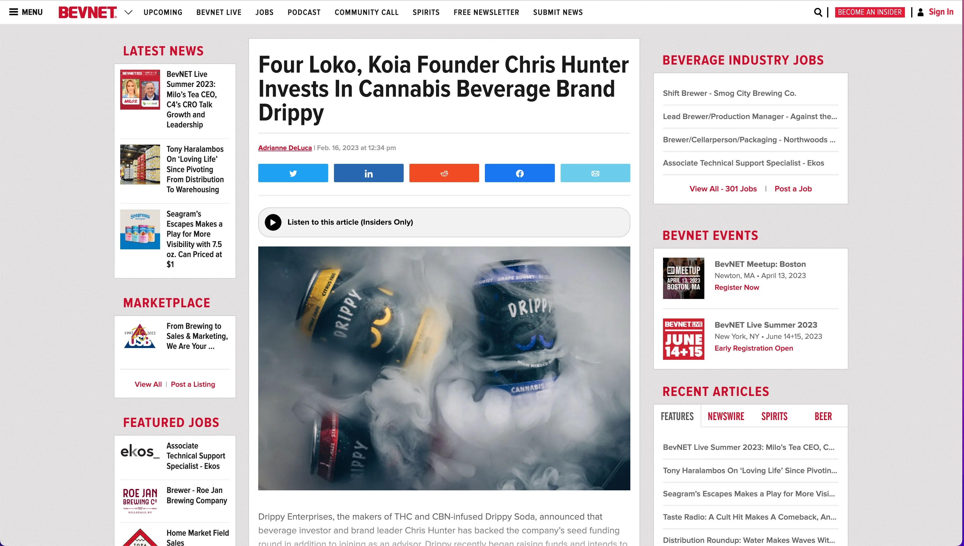 Four Loko Koia Founder Chris Hunter Invests In Cannabis Beverage Bran