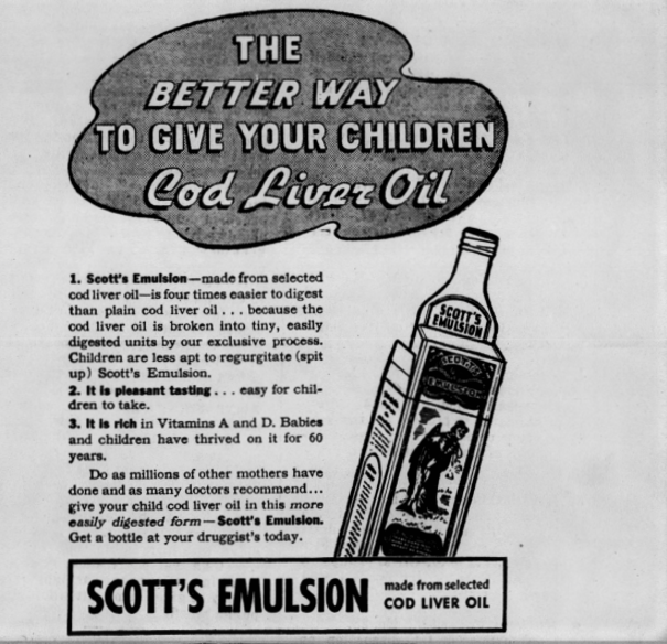 Scott's Emulsion Bottle Advertisement