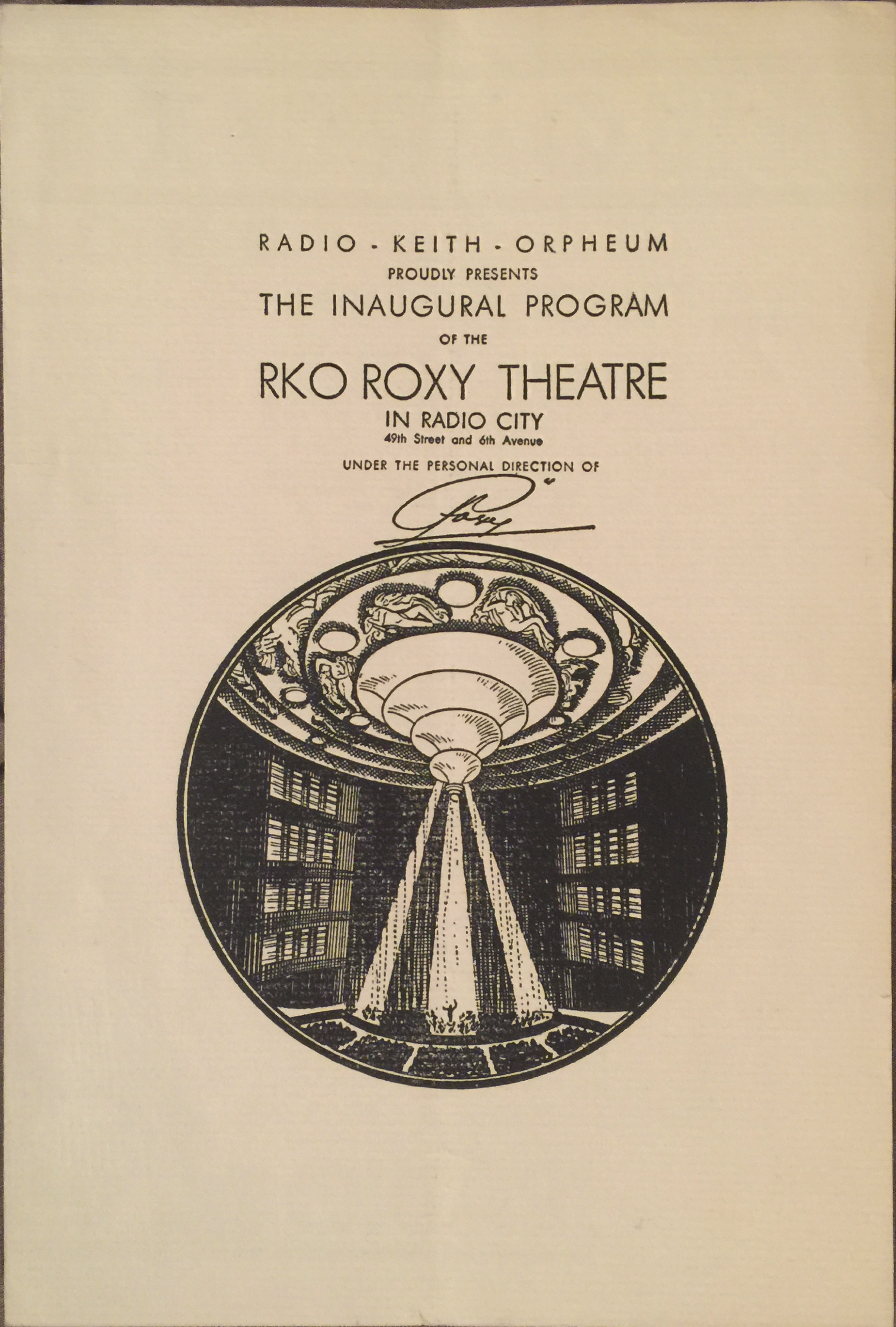 R-K-O Roxy inaugural program.