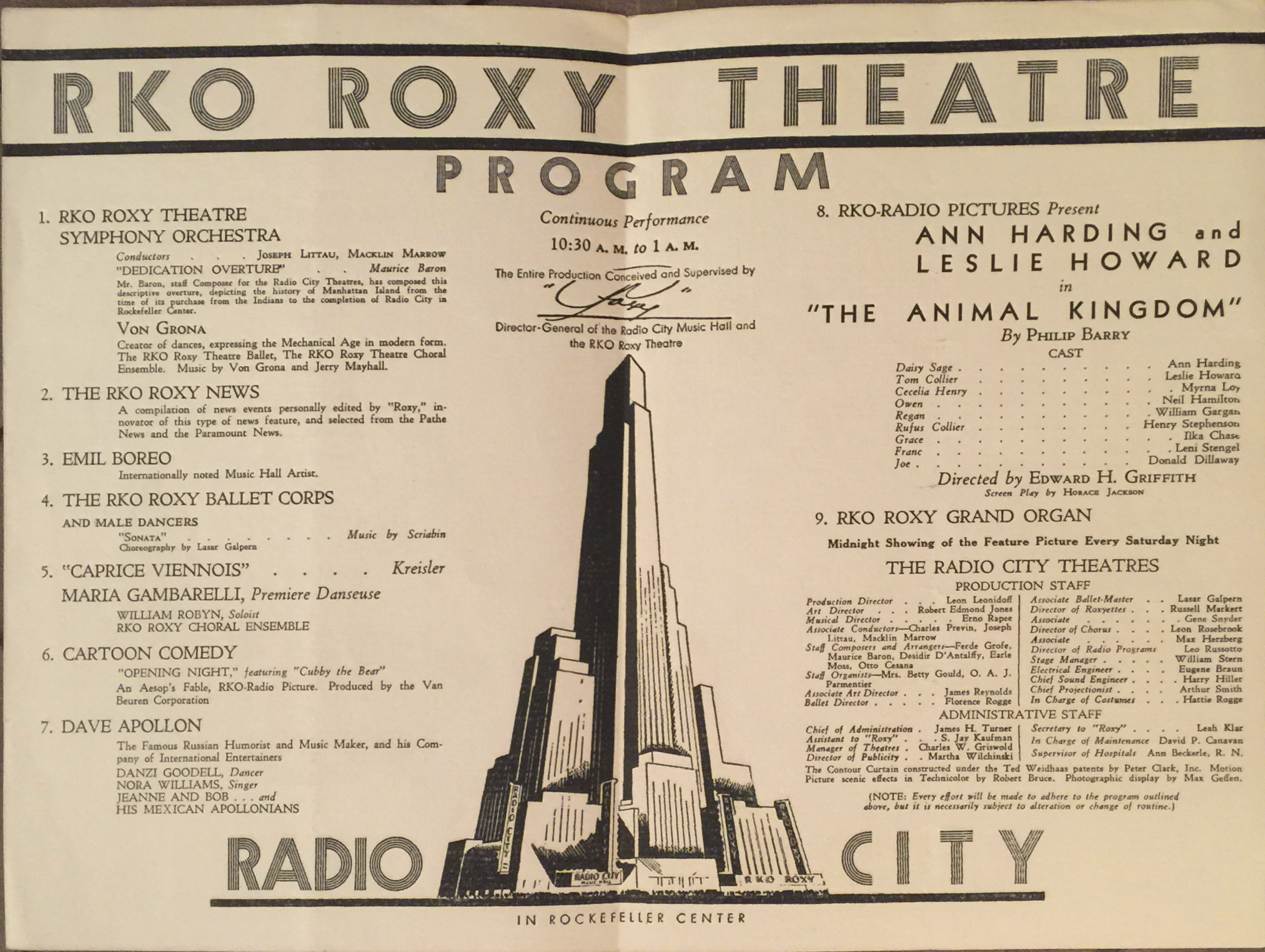 Pages 2 & 3 of the inaugural progrm.