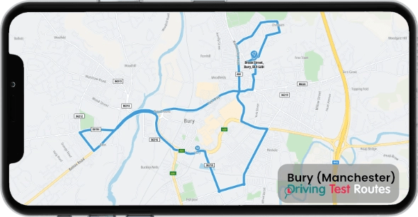 Bury (Manchester) Driving Test Route Map