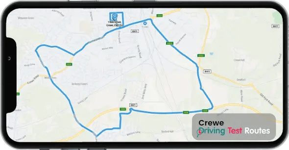Crewe Driving Test Route Map