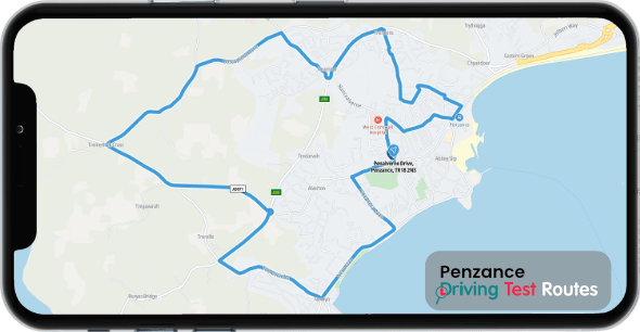 Penzance Driving Test Route Map
