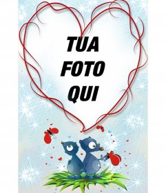 Gratis Scarica immagini Cuore A Forma Di Cornice E Sfondo Blu Con Due Animali Cuori E il piu cool da parte di