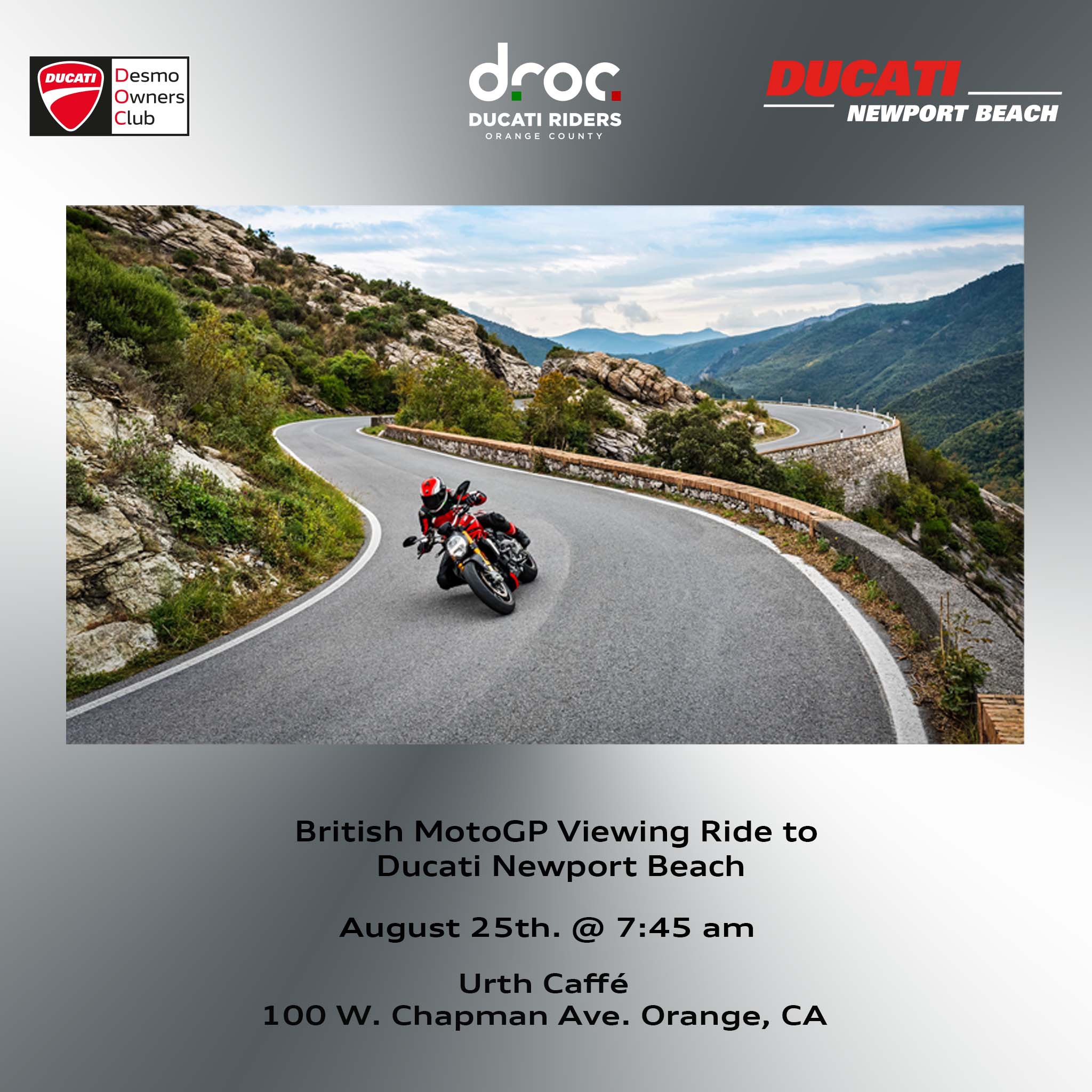 British Motogp Viewing Ride To Dnb Ducati Riders Of Orange