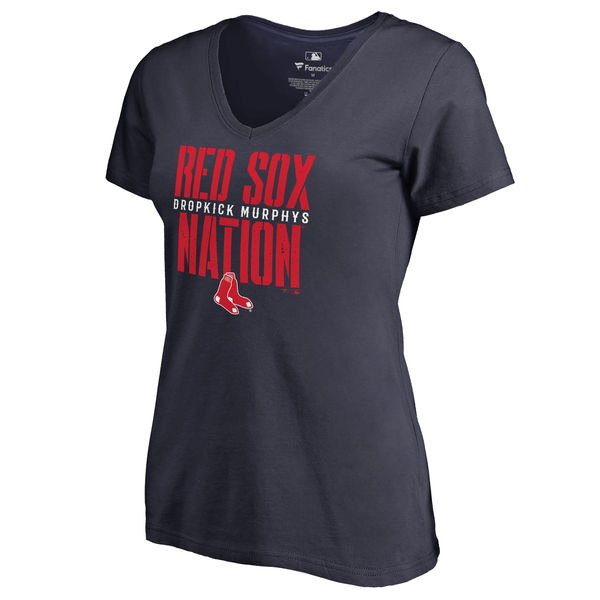 Women's Boston Red Sox Fanatics Branded Navy Dropkick Murphys Red Sox Nation V-Neck T-Shirt