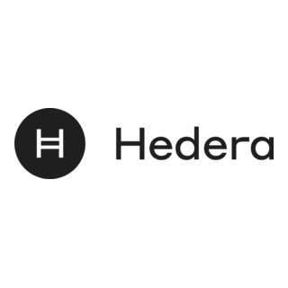 Hedera logo: black circular icon with a white stylized 'H' beside the Hedera wordmark.