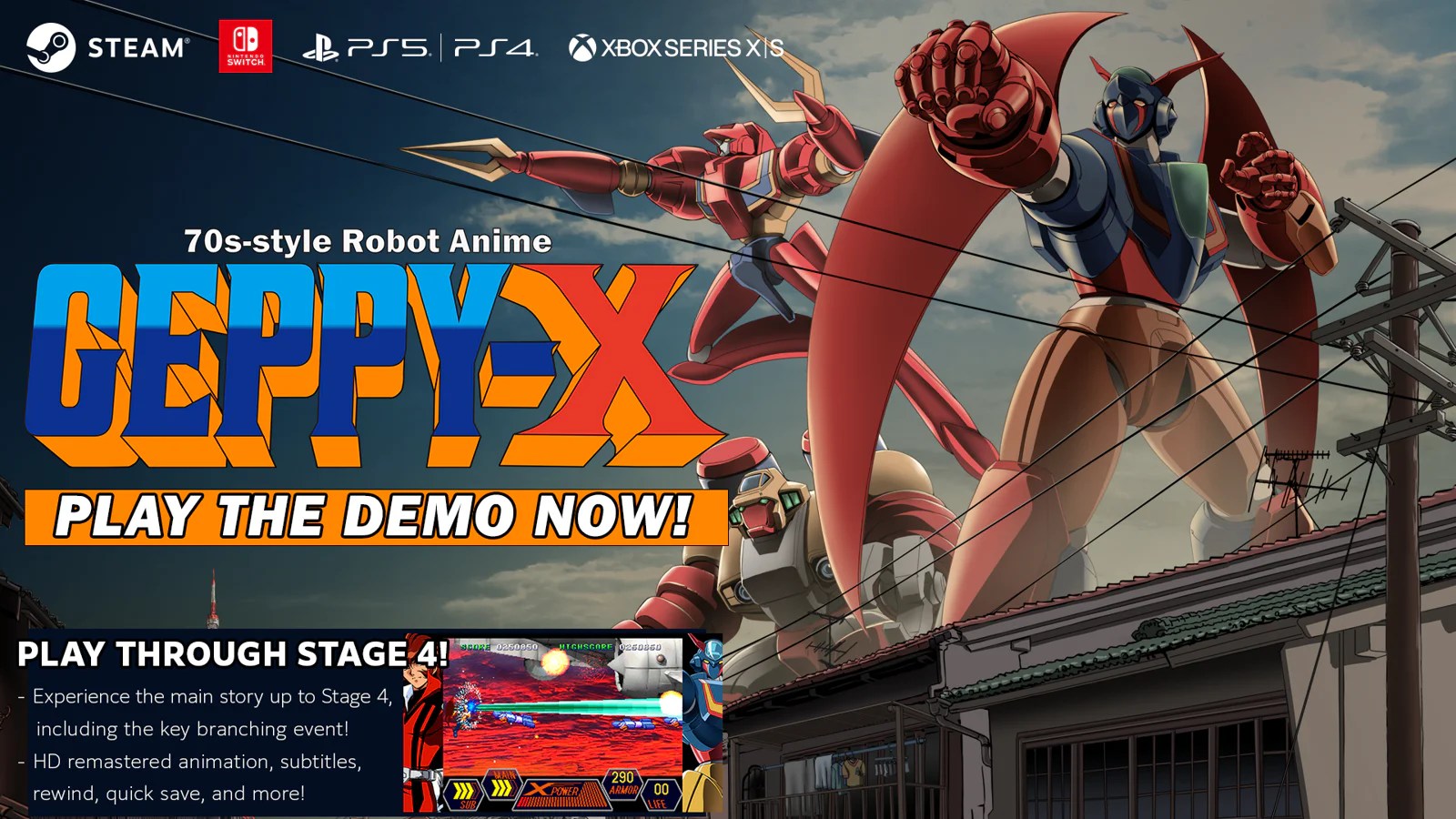 Read more about the article “70’s-Style Robot Anime Geppy-X” Demo Available Now Across Major Platforms