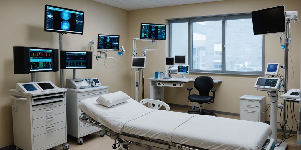 Modern hospital room with advanced medical equipment