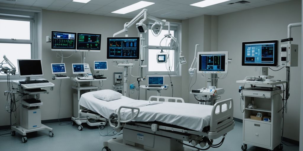 Modern medical equipment setup in a hospital room