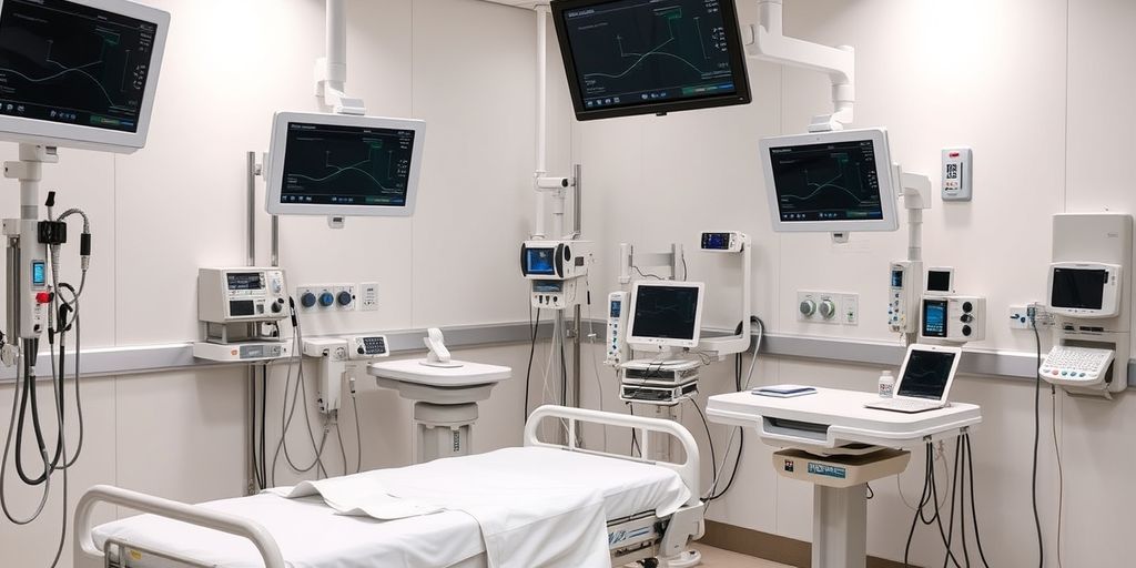 Modern hospital room with advanced medical equipment
