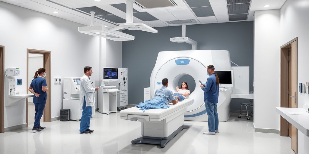 Modern imaging center with advanced medical equipment.