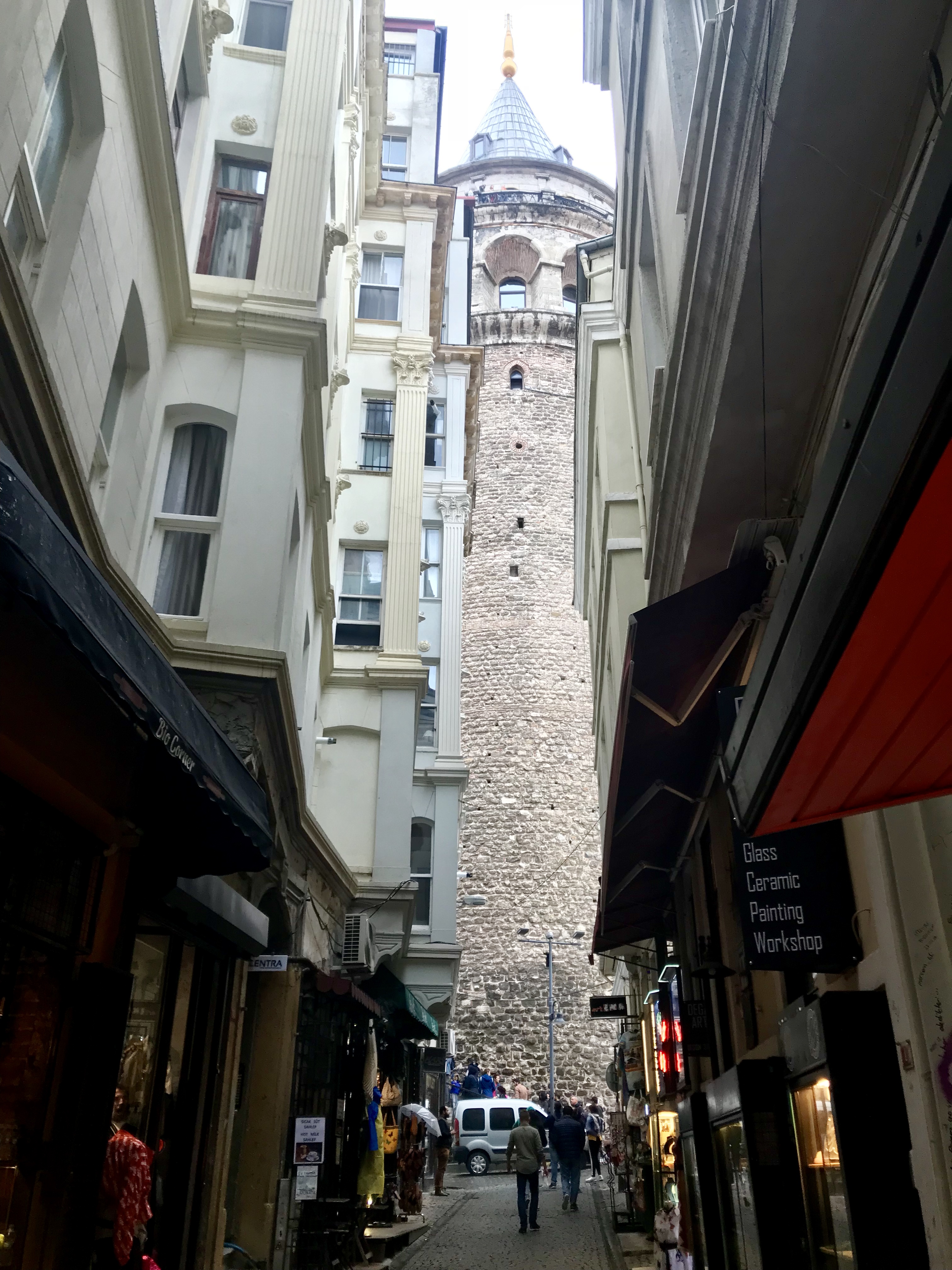 A tower at the end of another small street