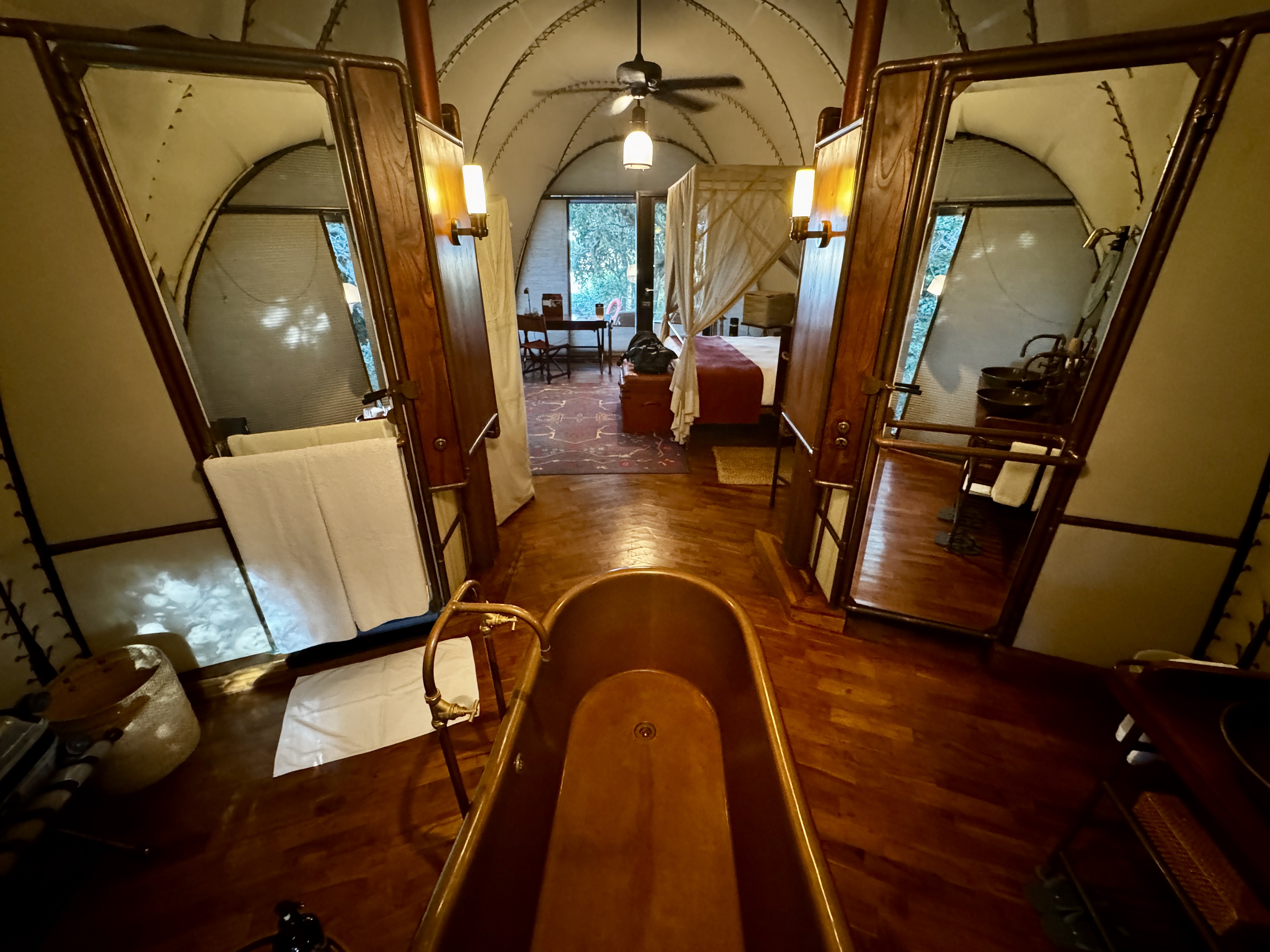 The view from the bath with the door open