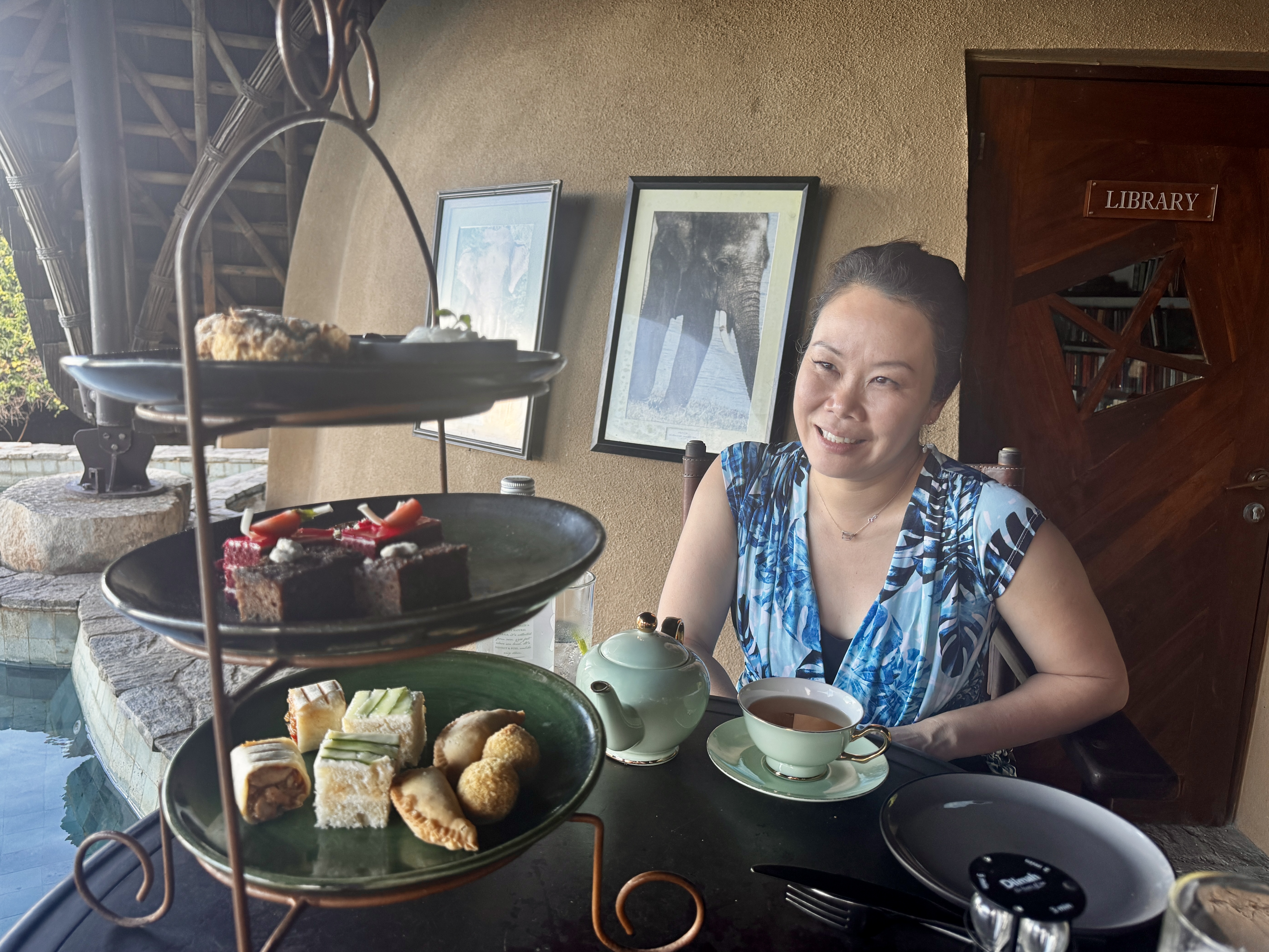 Anna with her afternoon tea