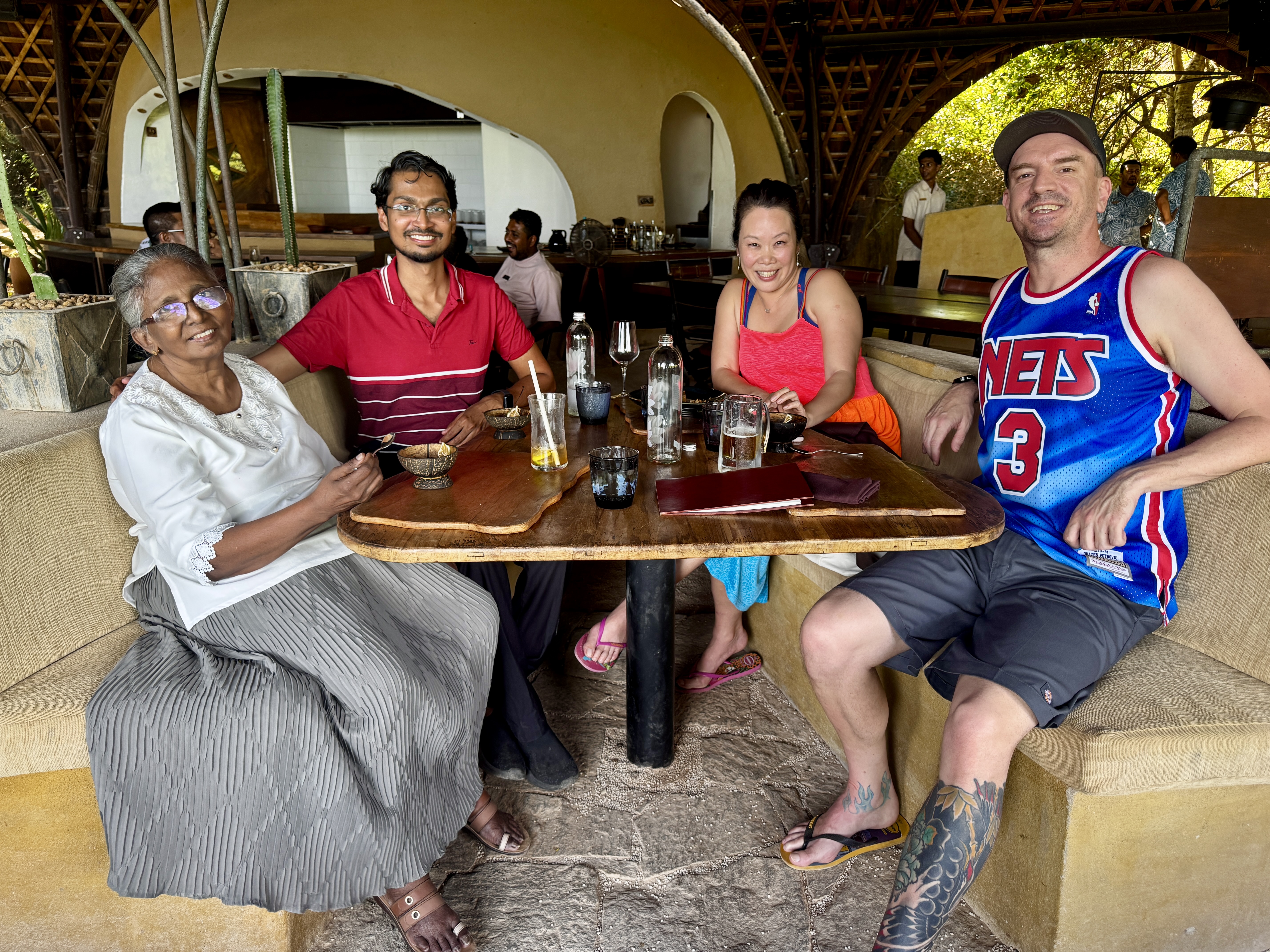 Afternoon drinks with Yasith and his mother