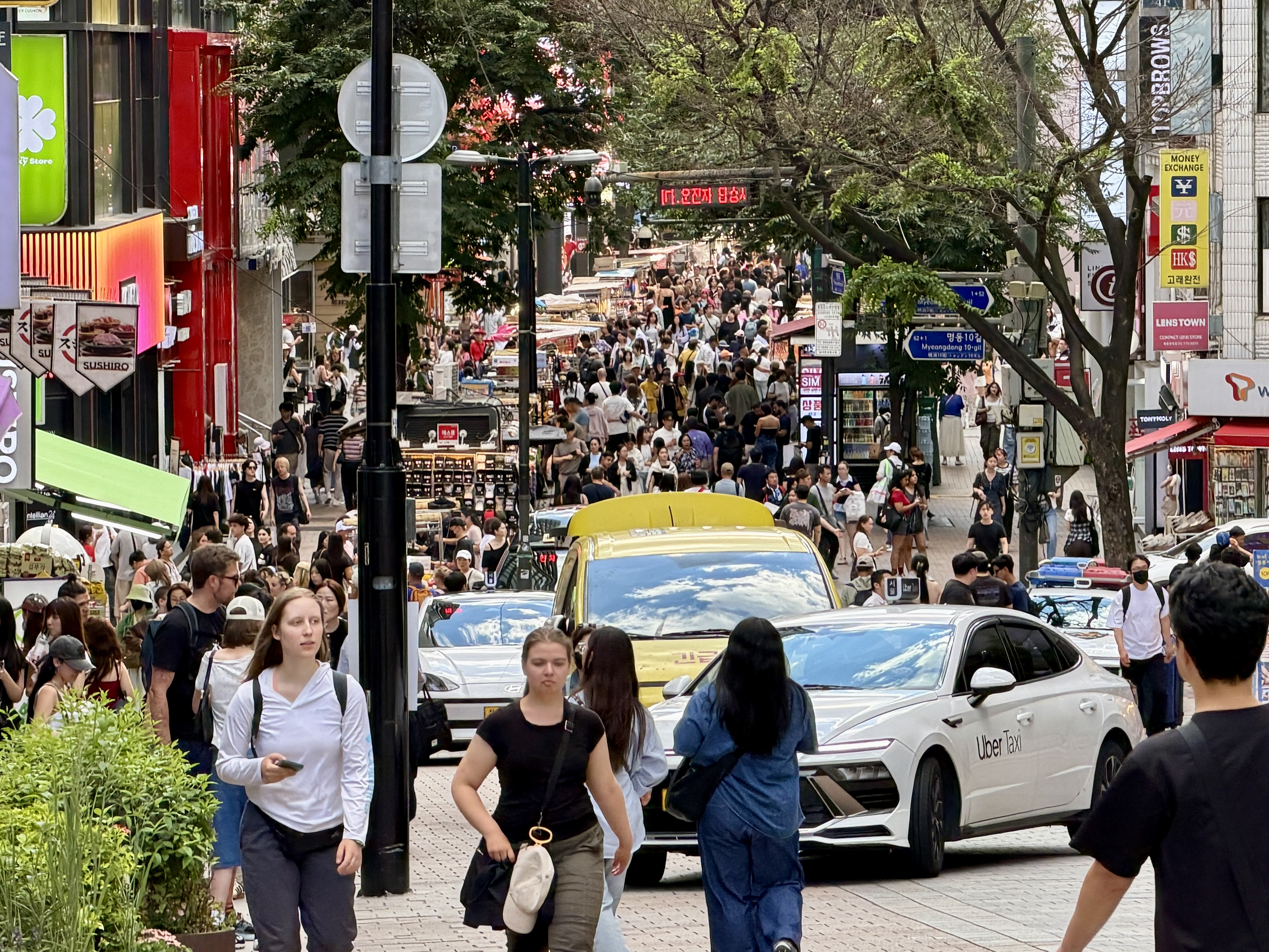 A handful of the food stalls when entering Myeongdong