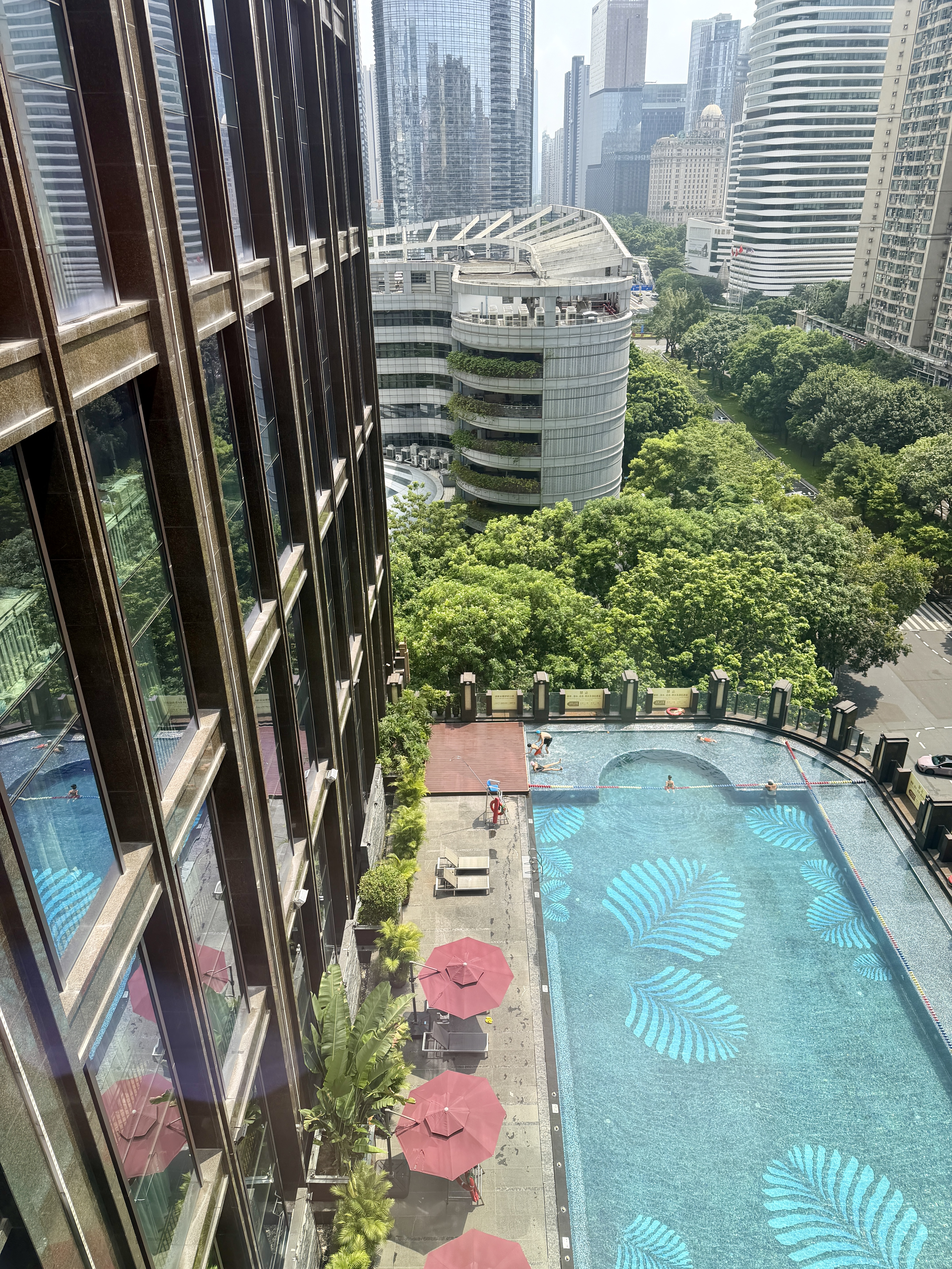 Looking down at the pool