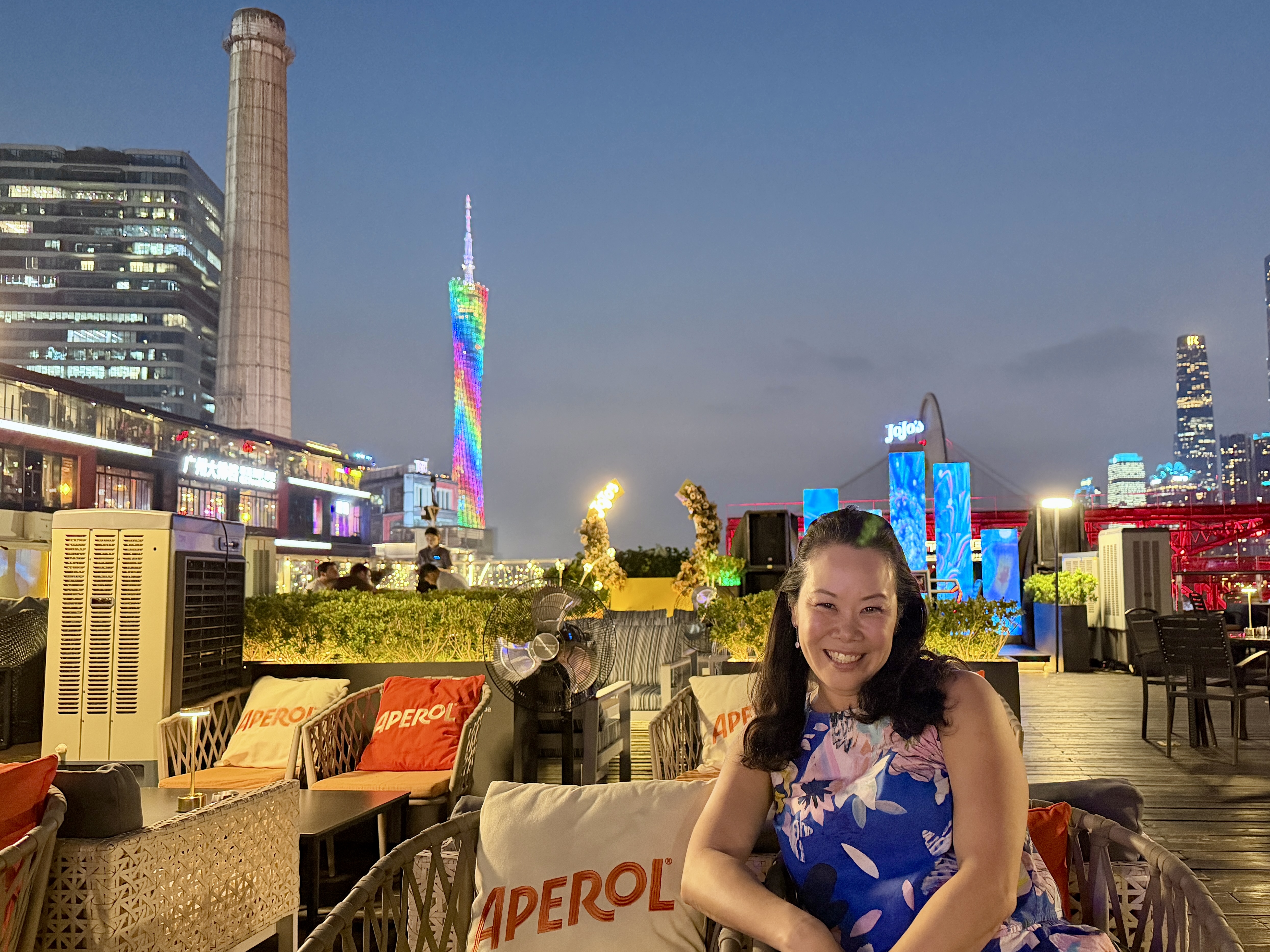 Anna at the rooftop bar