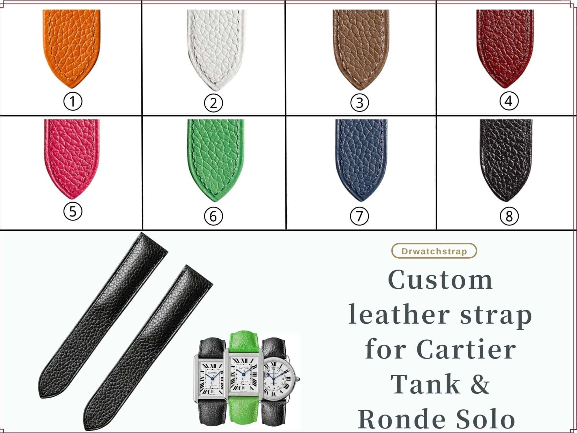 Custom leather straps for cartier tank & ronde