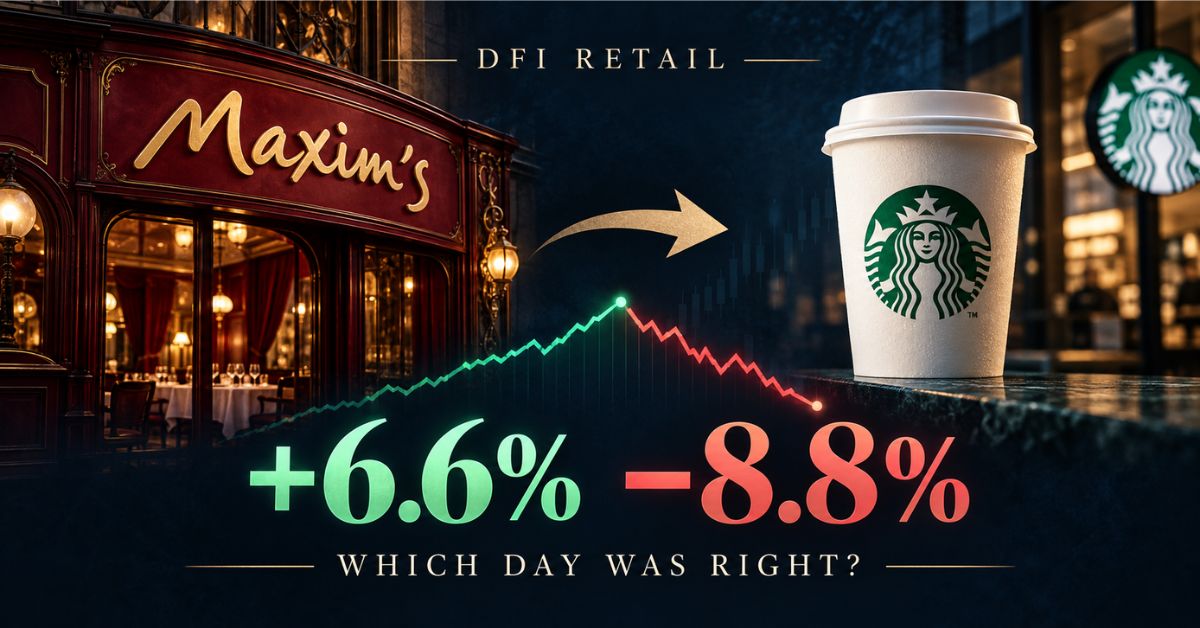 DFI Retail Swapped Maxim’s for Starbucks. Up 6.6%, Then Down 8.8%. Which Day Was Right?