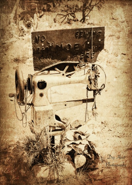 Sewing Machine grave marker at the Land of the Dead Cemetery in Madrid, New Mexico.