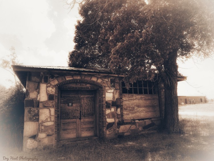 There are many stone outbuildings at the Shaffer Hotel in Mountainair, New Mexico.
