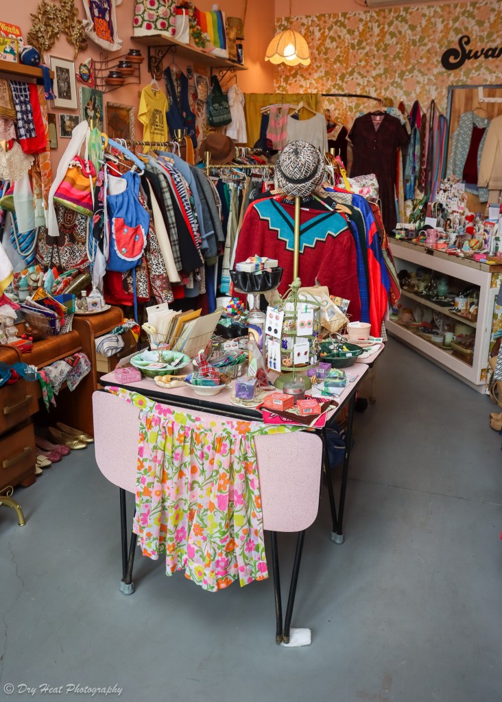 Swansong vintage and sustainable clothing located in the El Vado Motel on Route 66 in Albuquerque, New Mexico.