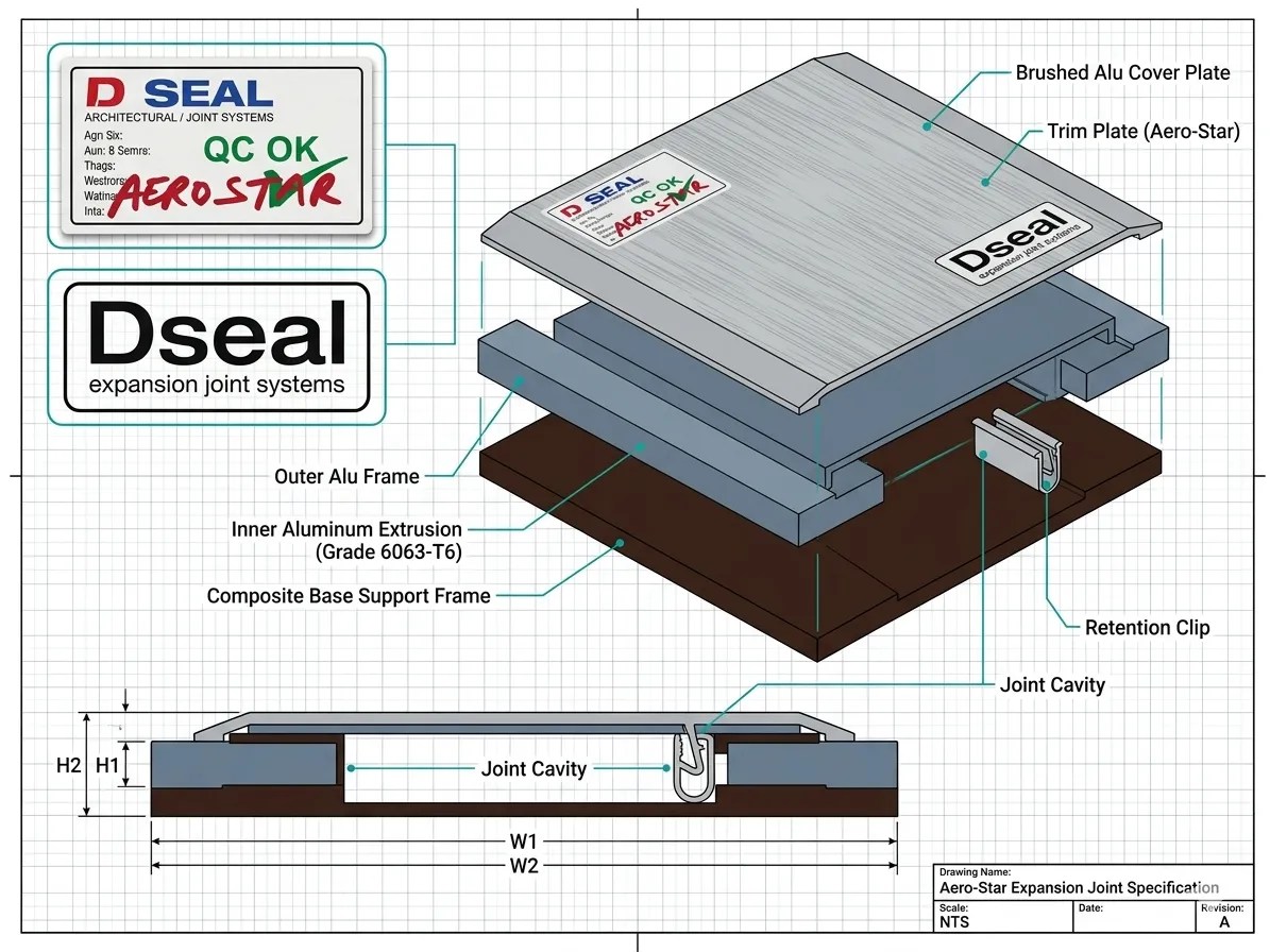 Dseal Aerostar 2D technical blueprint cross-section drawing