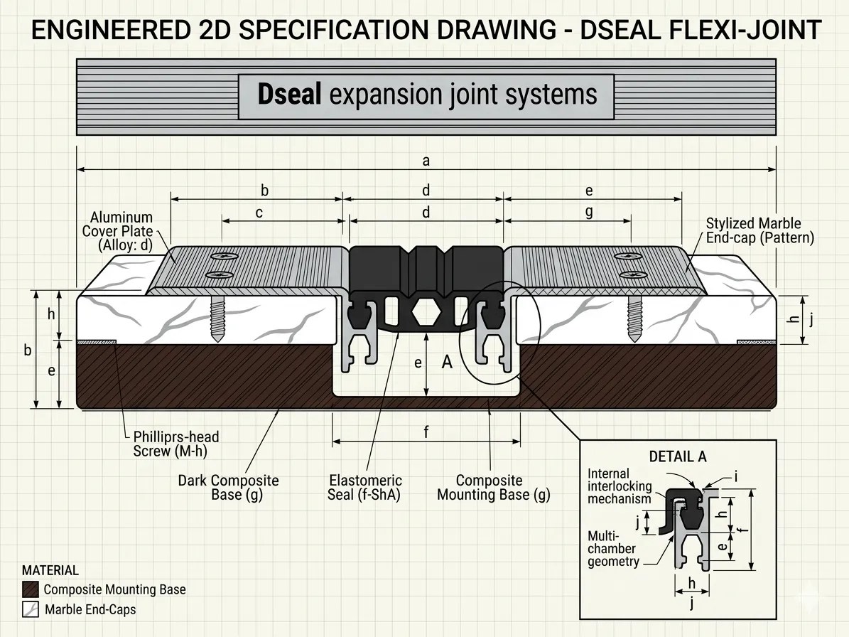 Dseal FlexiGuard 2D technical blueprint cross-section drawing