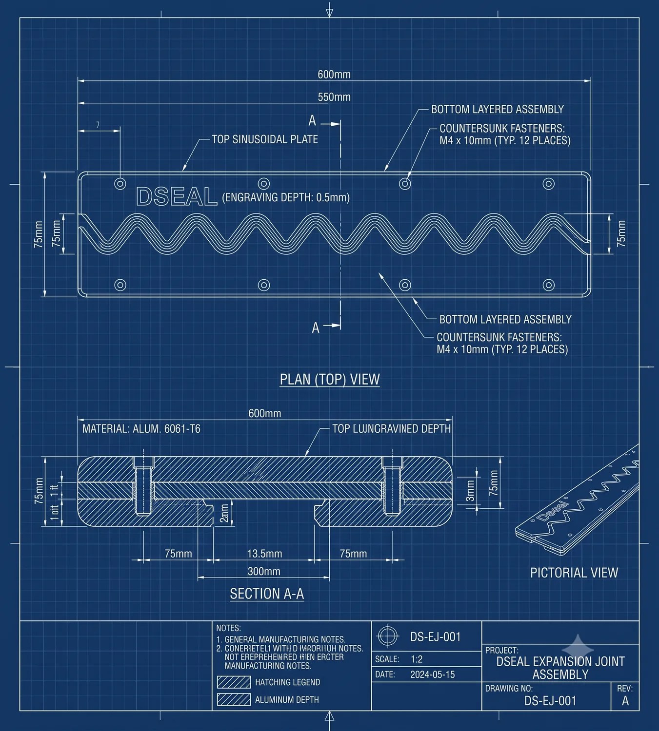 Dseal DriveSafe SS Cover 2D technical blueprint cross-section drawing