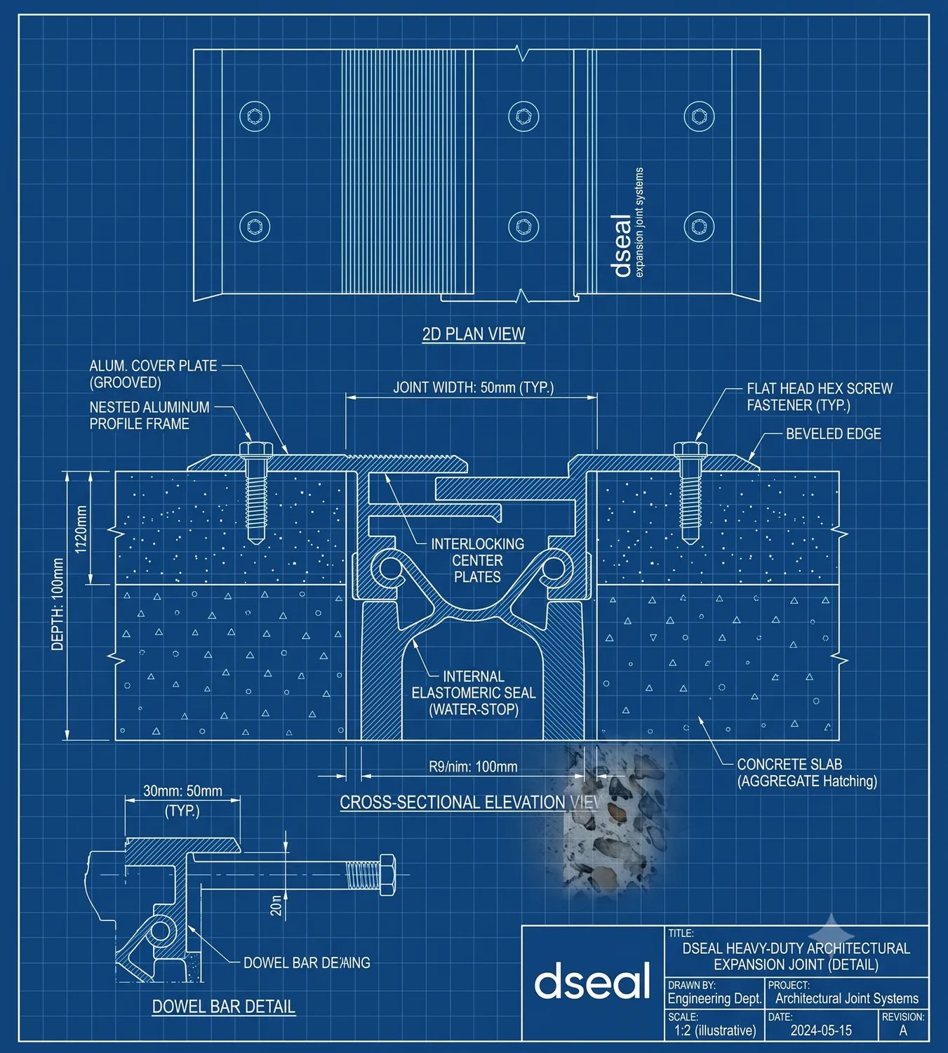 Dseal Flip Joint 2D technical blueprint cross-section drawing