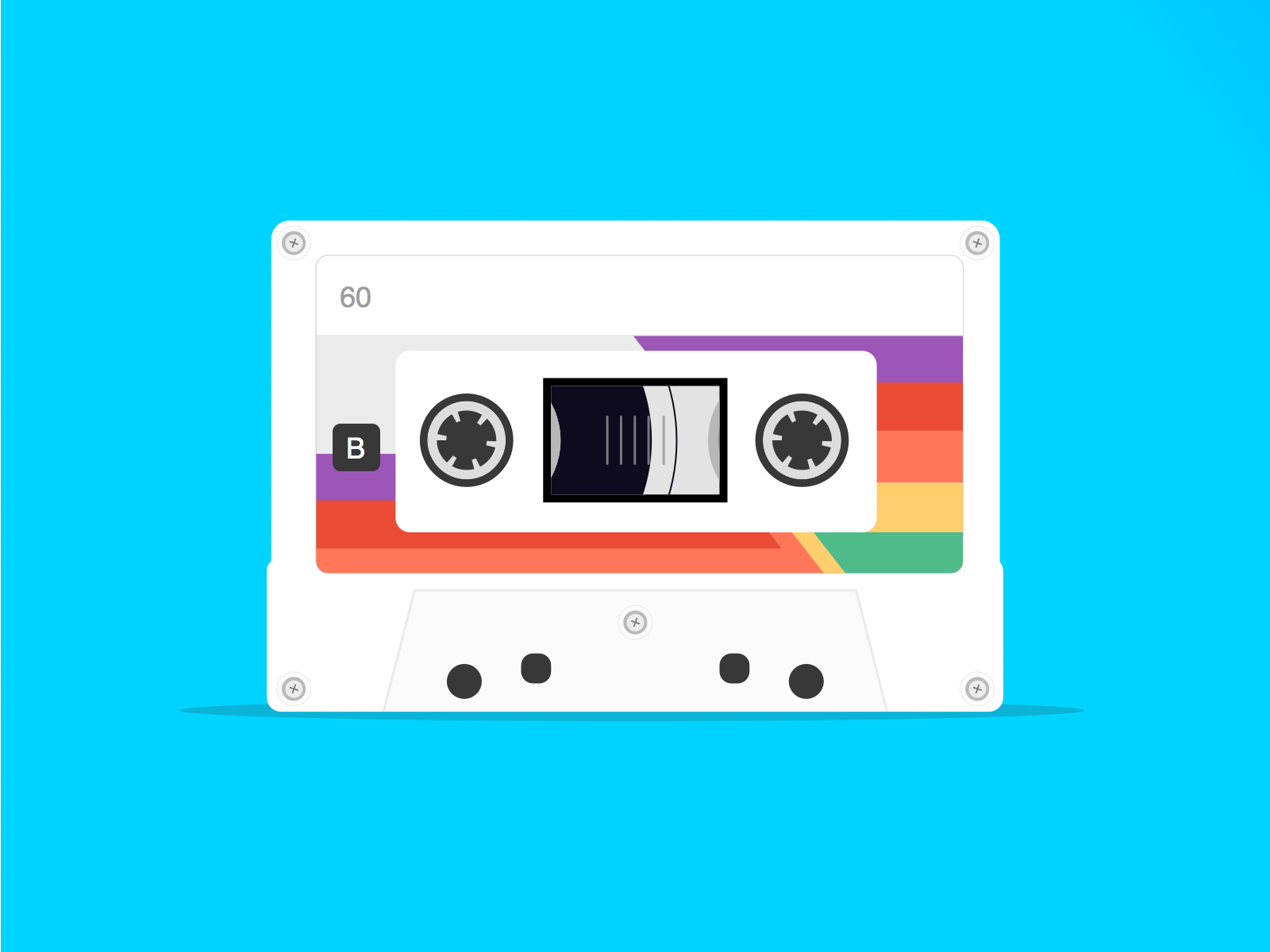 cassette, flat, design, minimal