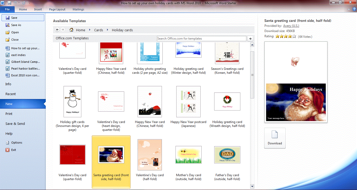 How To Make Holiday Cards For Free With Microsoft Word 2010 And 2013 Guide Dottech