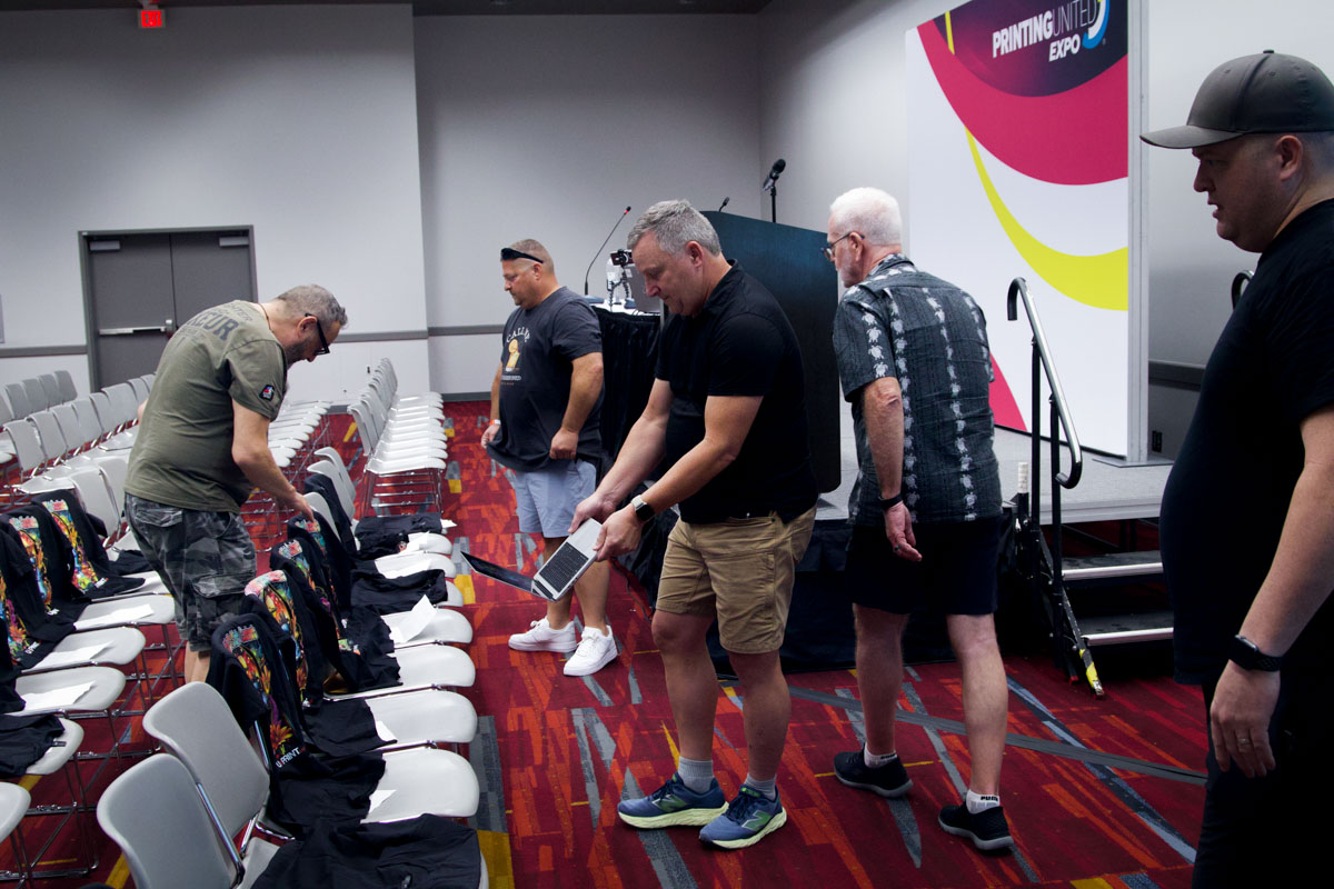 Judging for the DTF Printing T-Shirt Contest was completed at the Las Vegas Convention Center prior to the tradeshow. Thank you to our judges: Scott Donovan of Dupont, Chuck Northcutt of I-Group Technologies, and Jeremy Poehls of DTF Superstore (plus a couple of friends from Dupont and I-Group Technologies).