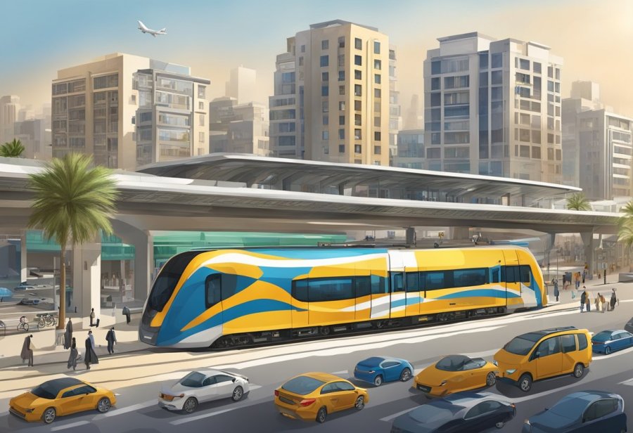 The bustling al qiyadah metro station is surrounded by a mix of residential and commercial buildings, creating a vibrant urban landscape